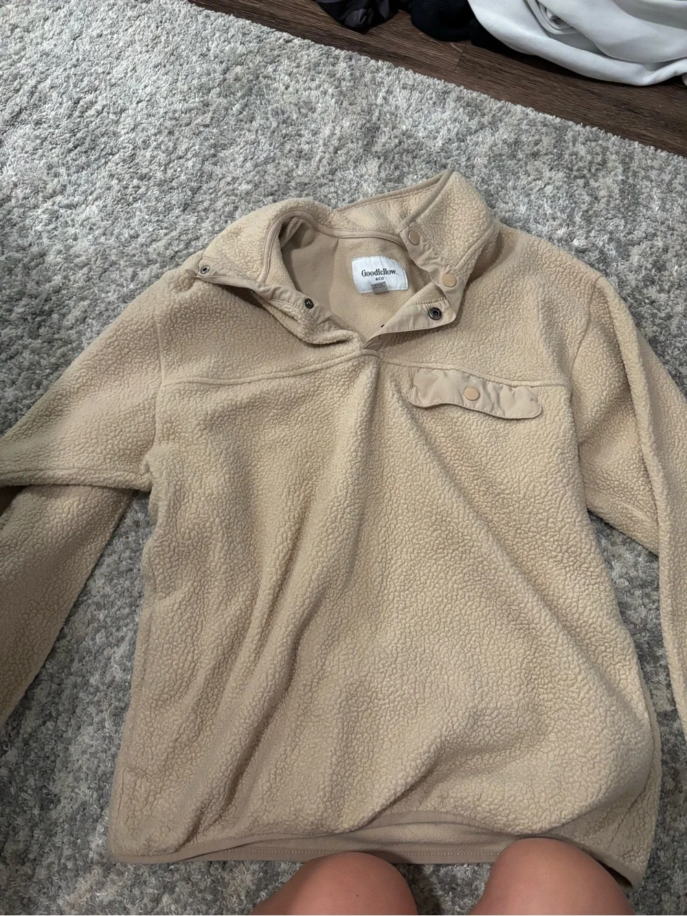 Goodfellow & Co Beige Sherpa Snap Pullover